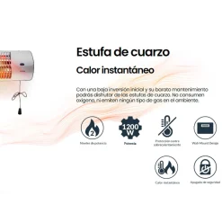 Estufa de cuarzo Infiniton HQP-W22 1200W 2 niveles de potencia colgante plata