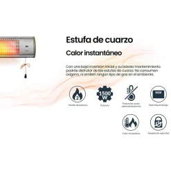 Estufa de cuarzo Infiniton HQP-W33 1500W 3 niveles de potencia colgante plata