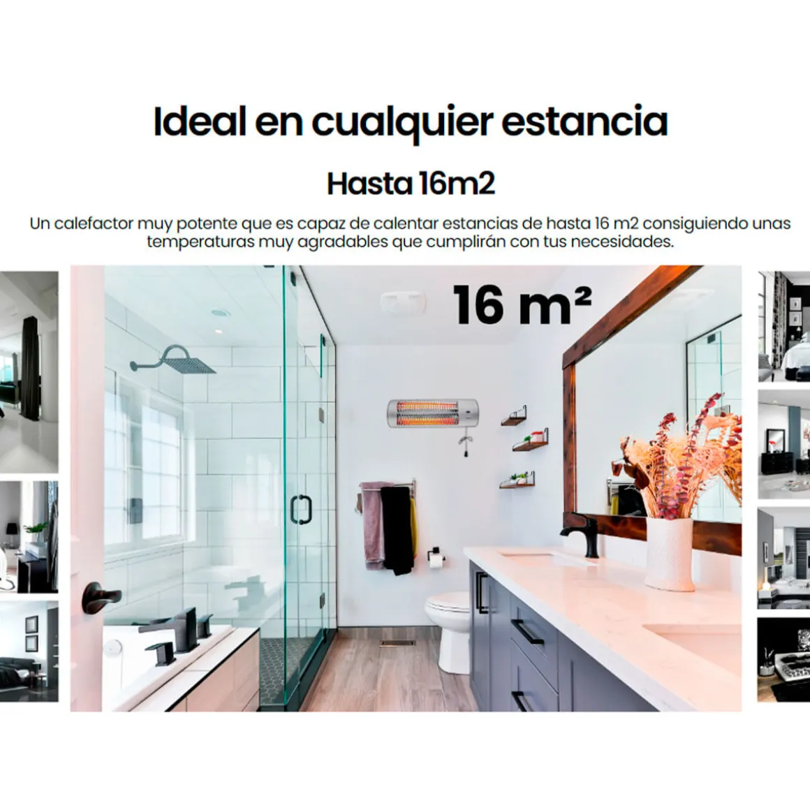 Estufa de cuarzo Infiniton HQP-W33 1500W 3 niveles de potencia colgante plata