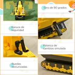 Excavadora infantil Homcom brazo móvil 18-48 meses amarillo 58,5x78x24 cm
