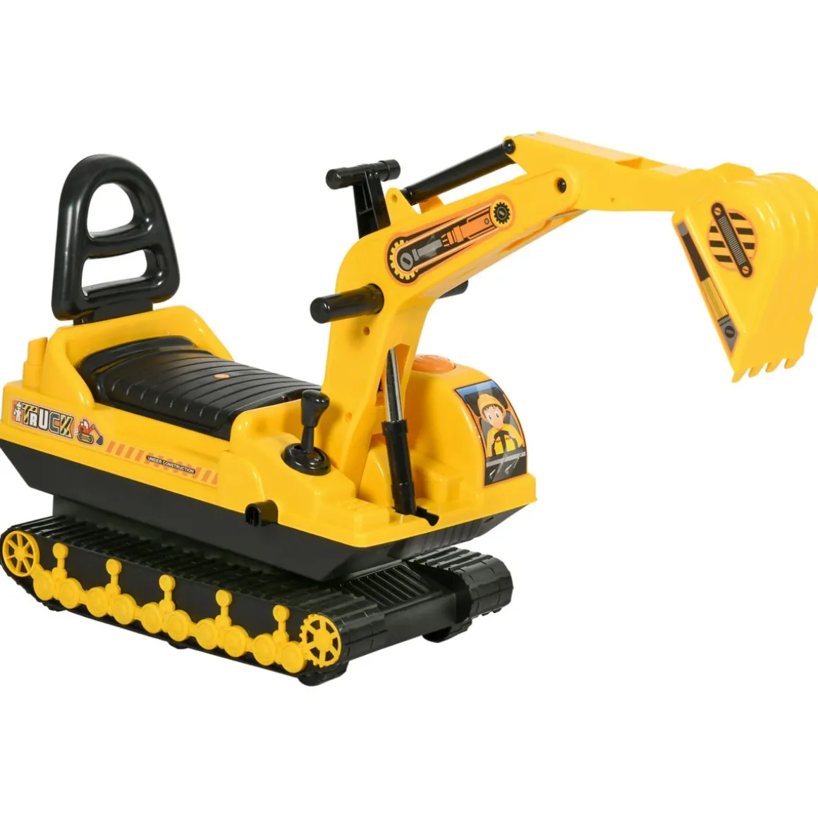 Excavadora infantil Homcom brazo móvil 18-48 meses amarillo 58,5x78x24 cm