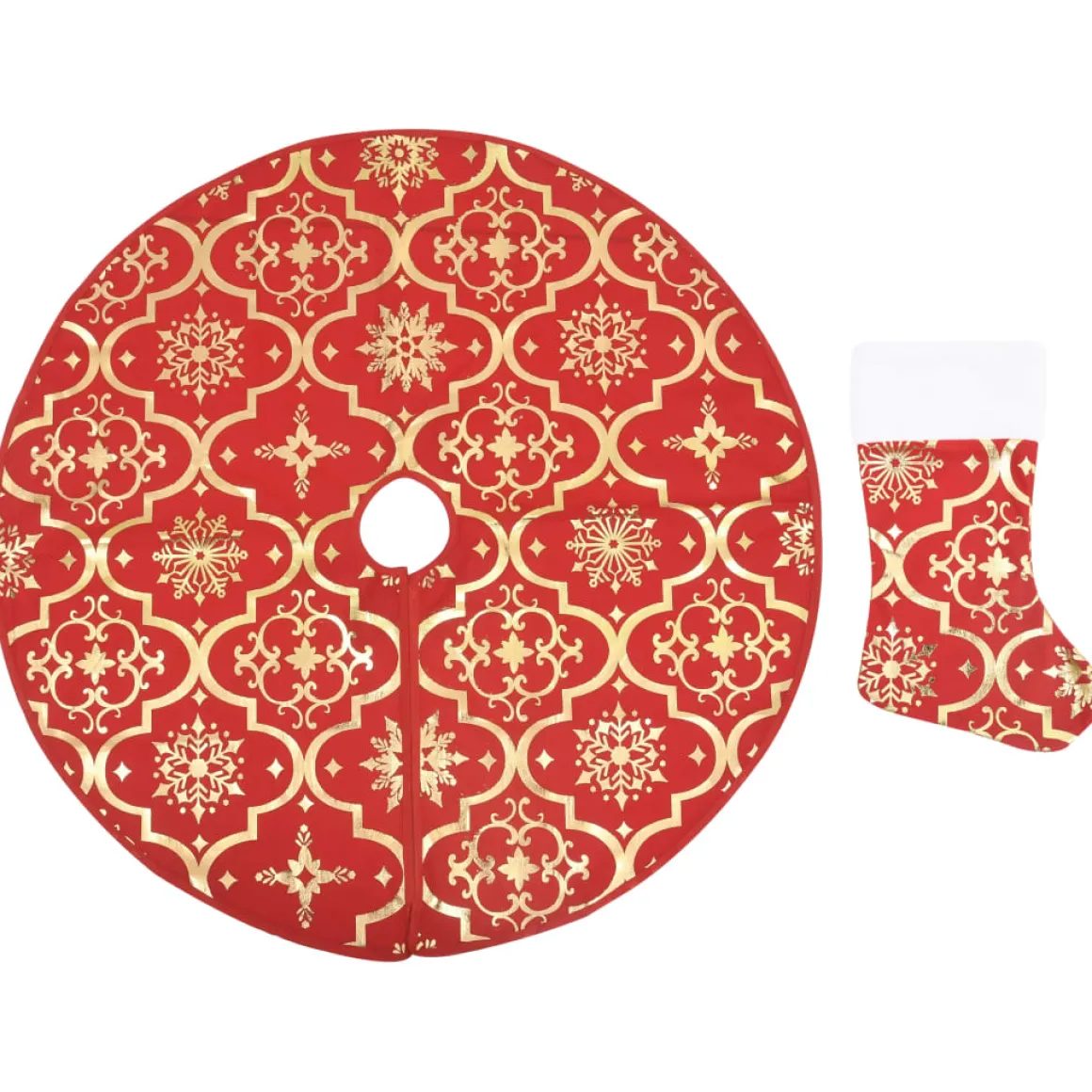 Falda para árbol de Navidad Golden con calcetín rojo Ø122 cm