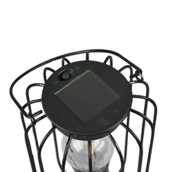 Farol solar 10 luces microled negro Ø17,4x28 cm