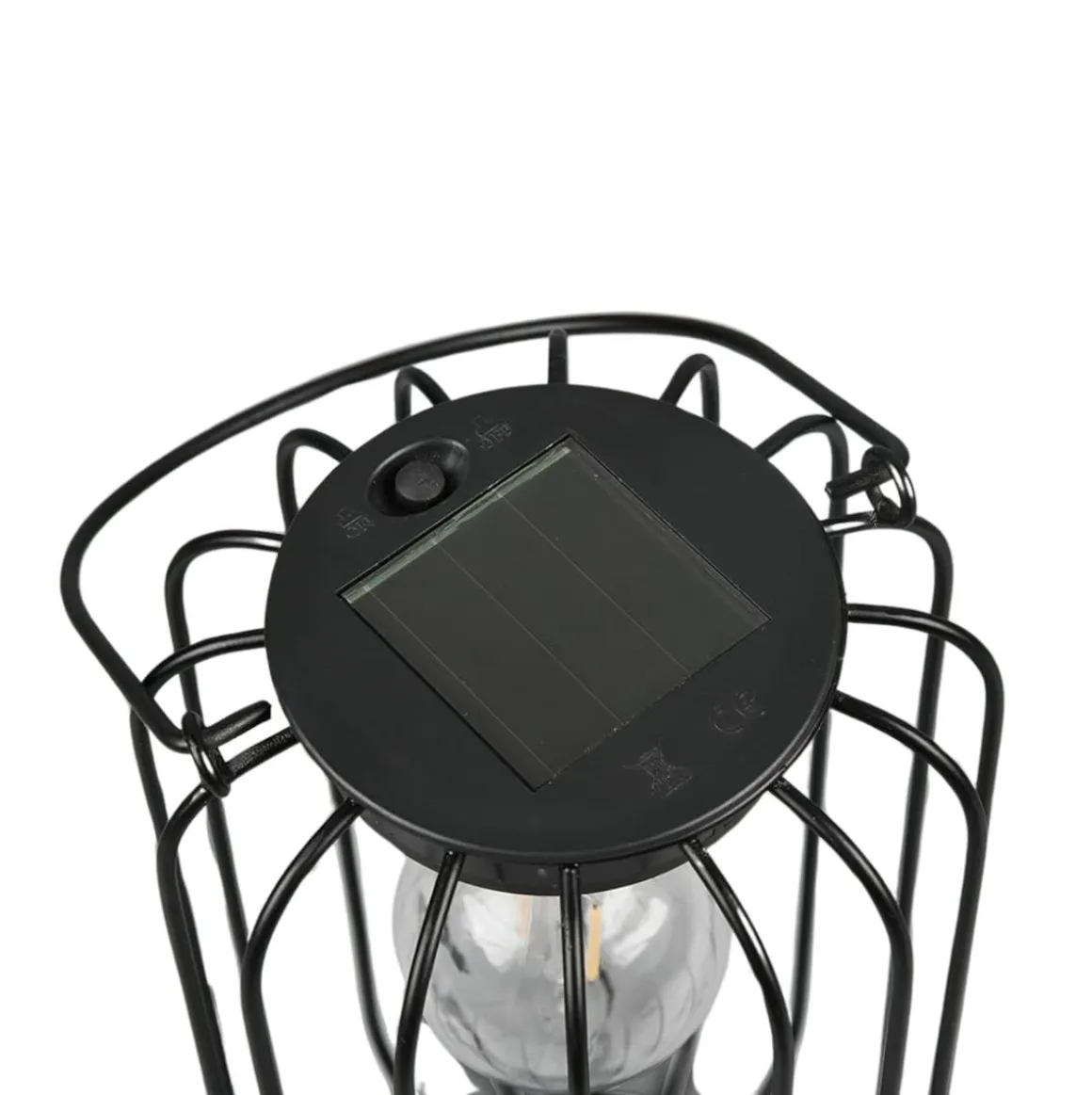 Farol solar 10 luces microled negro Ø17,4x28 cm