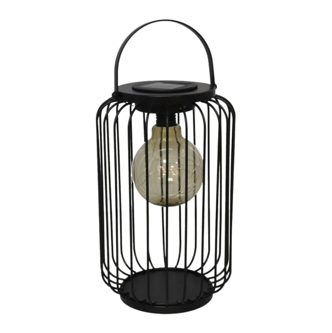 Farol solar 10 luces microled negro Ø17,4x28 cm
