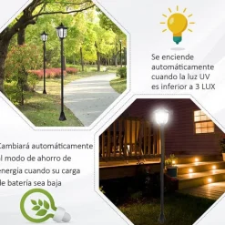 Farola de exterior con panel solar 6 LED 26,5x177 cm