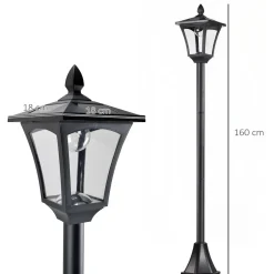 Farola solar Thom Outsunny 4 paneles 6000K negro 160x18x18 cm