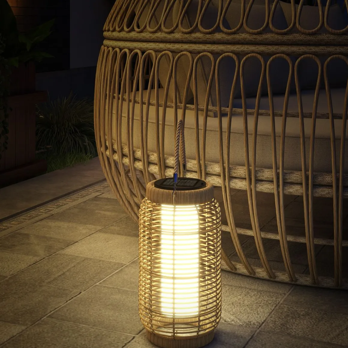 Farolillo solar Ashti Outsunny luces LED natural Ø18x37 cm