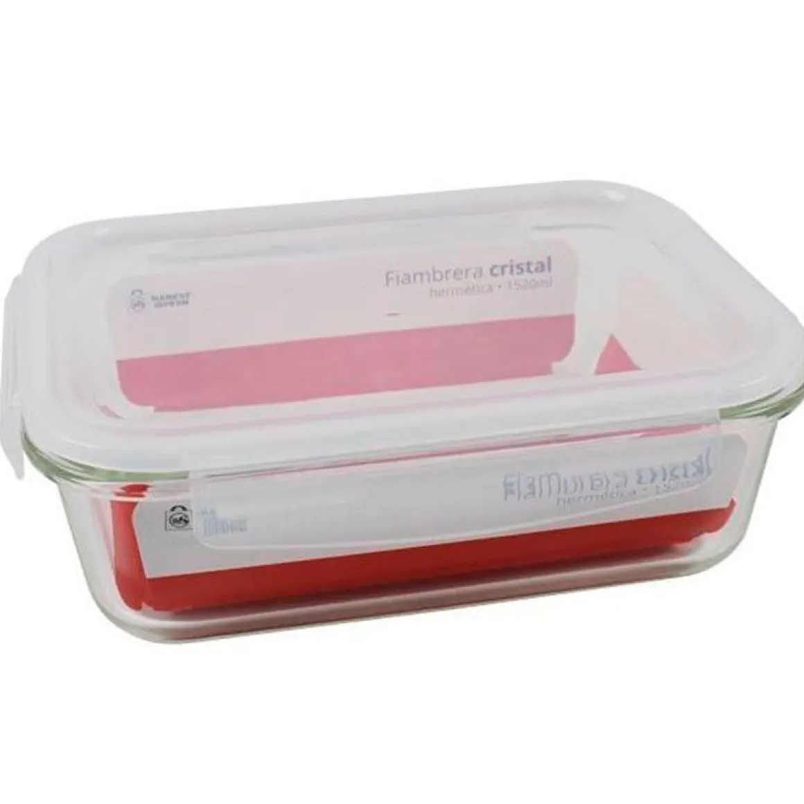 Fiambrera hermética Market Supreme 1520ml rectangular de vidrio