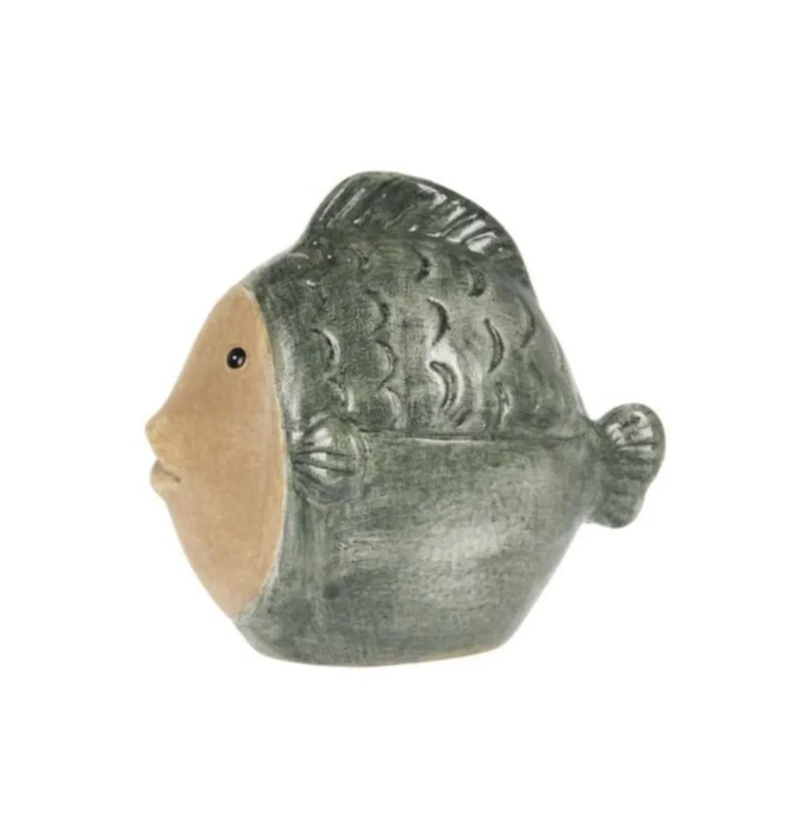Figura decorativa diseño pez porcelana 9x11x6 cm