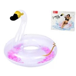 Flotador Cisne con plumas rosas 133x133 cm