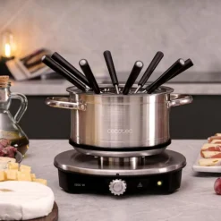 Fondue eléctrica Cecotec Fun Gourmetfondue Advance 1500W con 8 tenedores 1,7L acero inoxidable