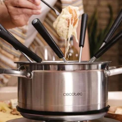 Fondue eléctrica Cecotec Fun Gourmetfondue Advance 1500W con 8 tenedores 1,7L acero inoxidable