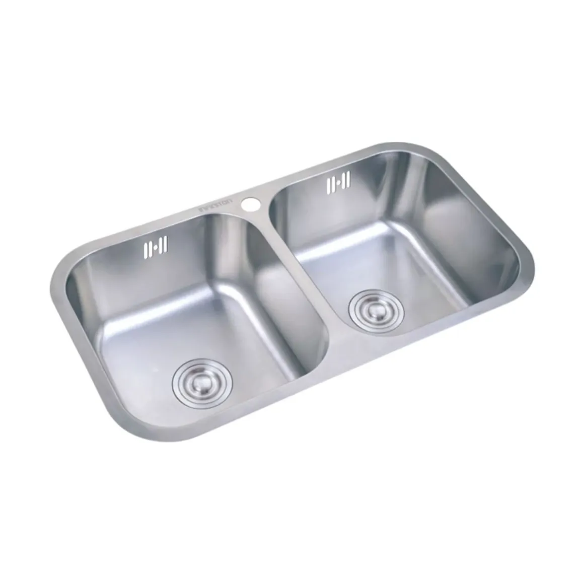 Fregadero Infiniton Belcanto82C2 2 cubetas con desagüe y cestillo acero inoxidable satinado 90 cm