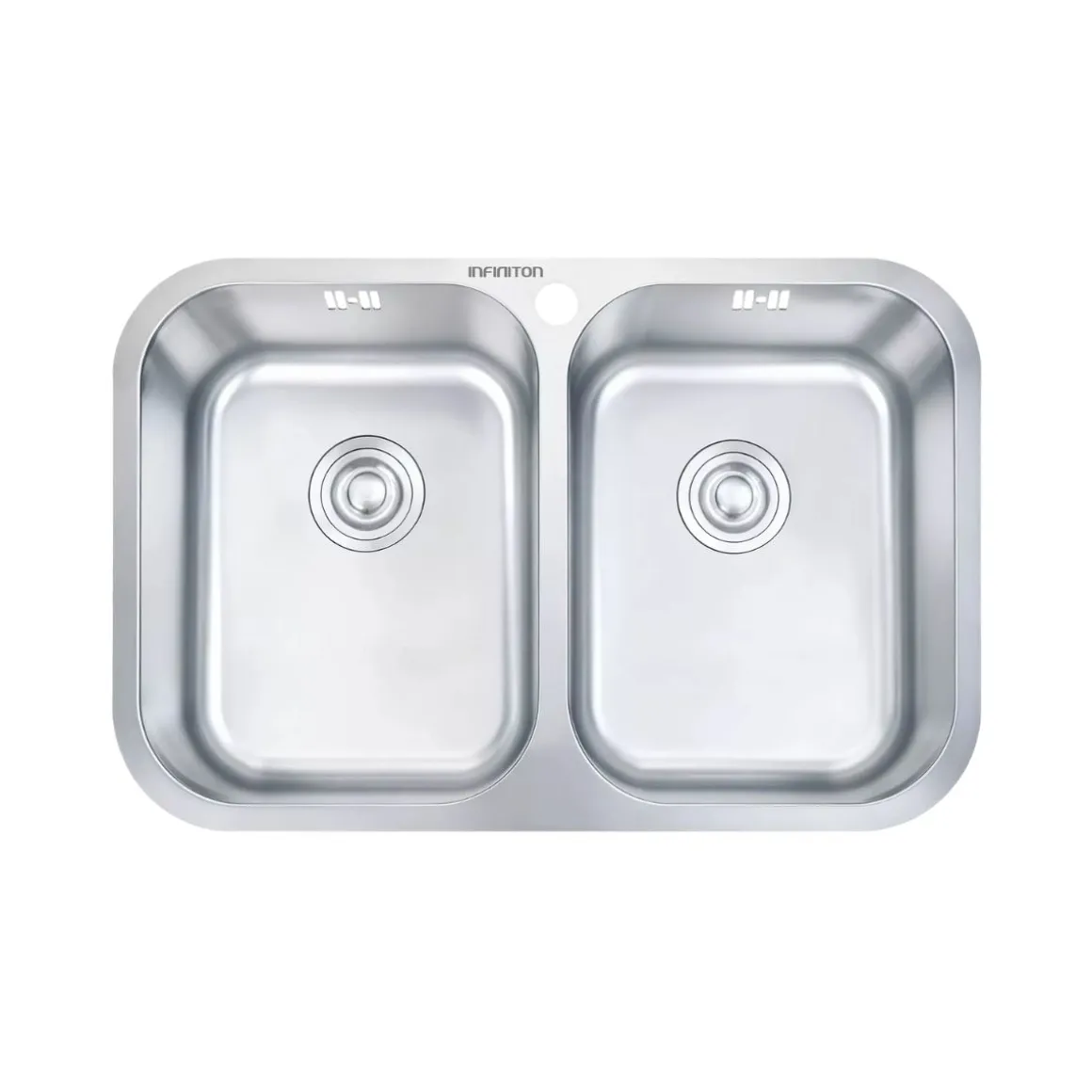 Fregadero Infiniton Belcanto82C2 2 cubetas con desagüe y cestillo acero inoxidable satinado 90 cm