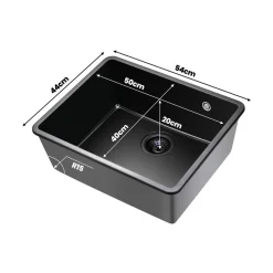 Fregadero Infiniton Disfrutar50.40QZ 1 cubeta 3 tipos de instalación granito negro 20x50x40 cm
