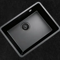 Fregadero Infiniton Disfrutar50.40QZ 1 cubeta 3 tipos de instalación granito negro 20x50x40 cm