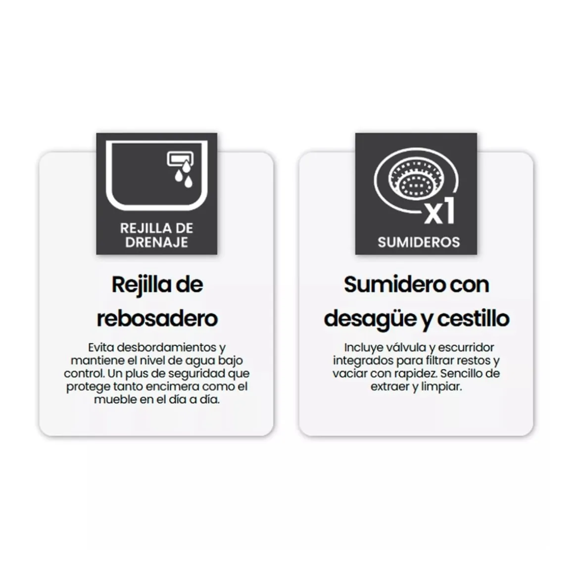 Fregadero Infiniton Disfrutar40.40QZ 1 cubeta 3 tipos de instalación granito negro 20x40x40 cm