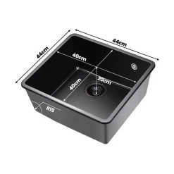Fregadero Infiniton Disfrutar40.40QZ 1 cubeta 3 tipos de instalación granito negro 20x40x40 cm