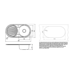 Fregadero Infiniton Reale85C1 1 sumidero satinado acero inoxidable Ø36x16 cm