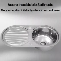 Fregadero Infiniton Reale85C1 1 sumidero satinado acero inoxidable Ø36x16 cm