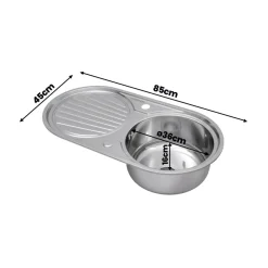 Fregadero Infiniton Reale85C1 1 sumidero satinado acero inoxidable Ø36x16 cm