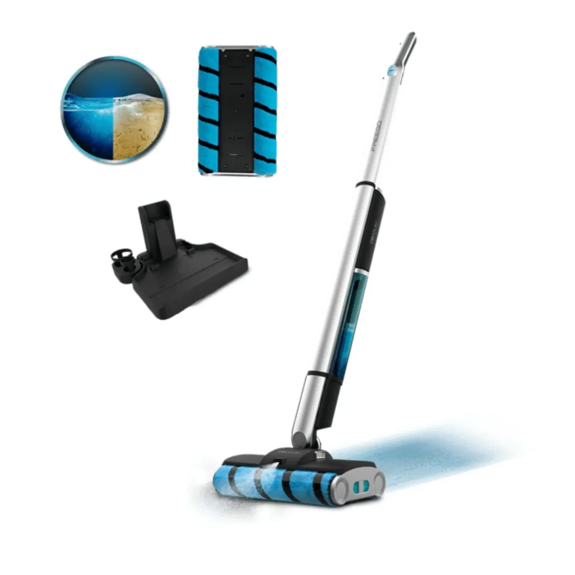 Fregona eléctrica Cecotec FreeGo Wash Twice 60W 450 ml con base de autolimpieza inox