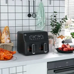 Freidora de aire Aney Homcom 8L 2500W 8 programas pantalla LED táctil negro