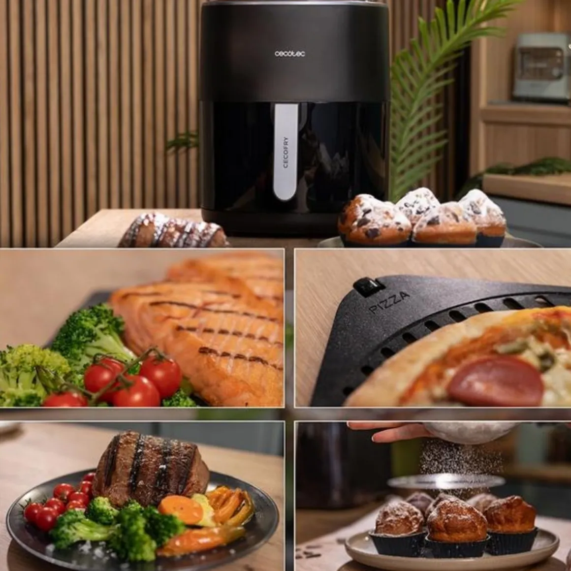 Freidora de aire Cecofry&Grill Duoheat 6500 Cecotec 2200W 6,5L 3 en 1 negro