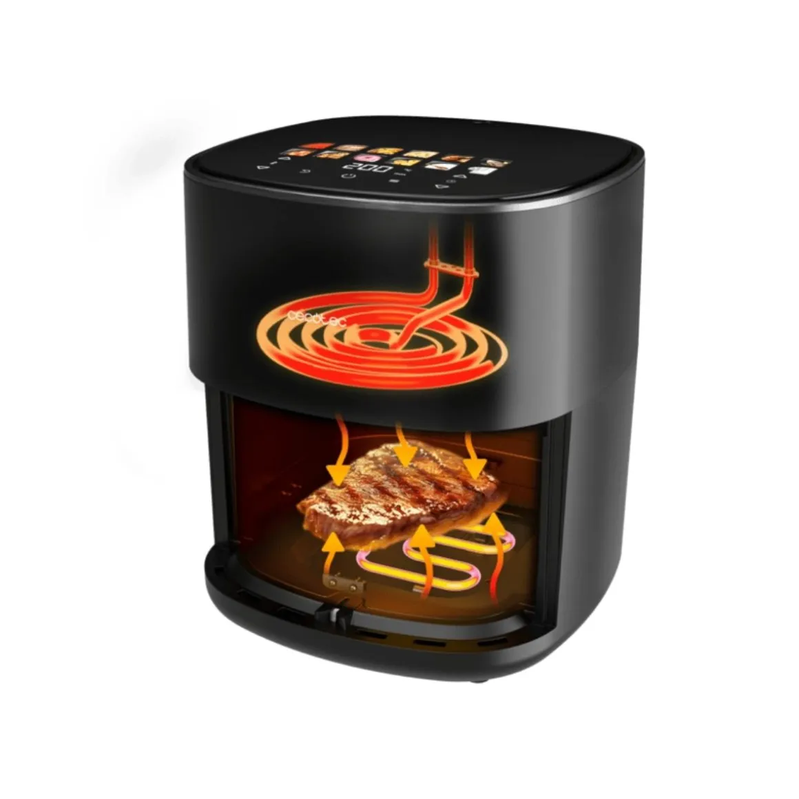 Freidora de aire Cecofry&Grill Duoheat 6500 Cecotec 2200W 6,5L 3 en 1 negro