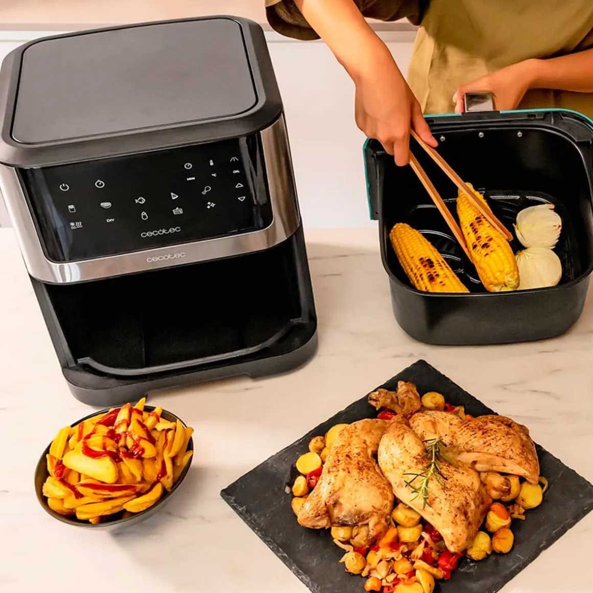 Freidora de aire Cecotec Cecofry Supreme 8000 1800W 8L 10 modos inox