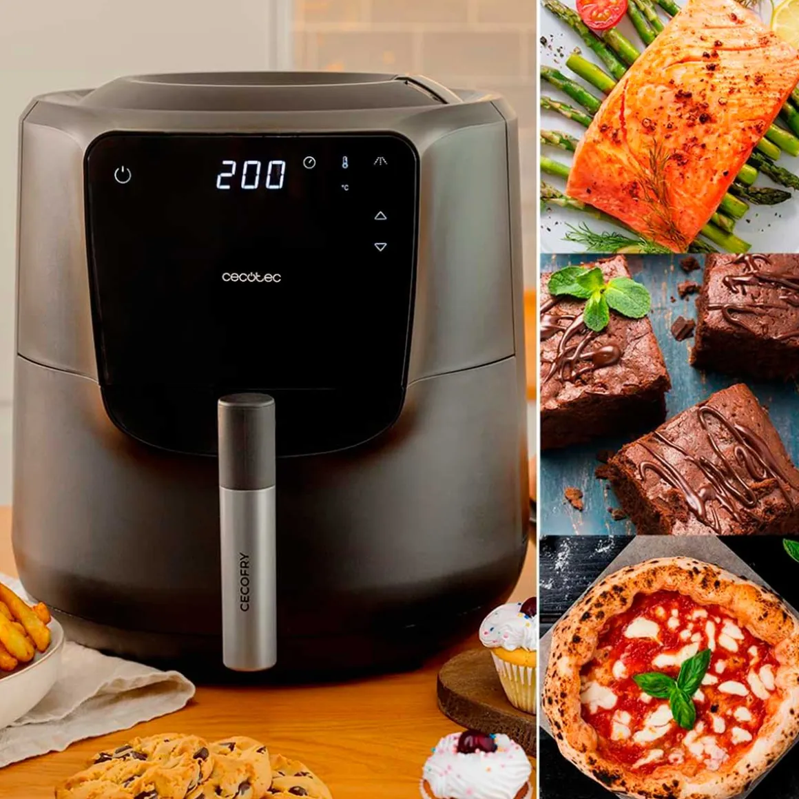 Freidora de aire Cecotec Cecofry Rain Pack 1550W 5,5L dispensador de aceite negro