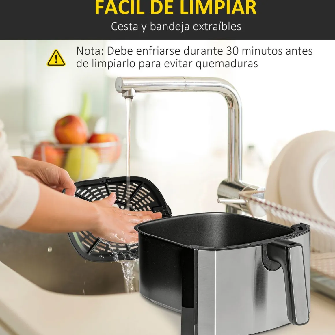 Freidora de aire Crispy Homcom 6,5L 1800W negro