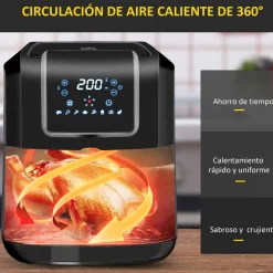 Freidora de aire Crispy Homcom 6,5L 1800W negro
