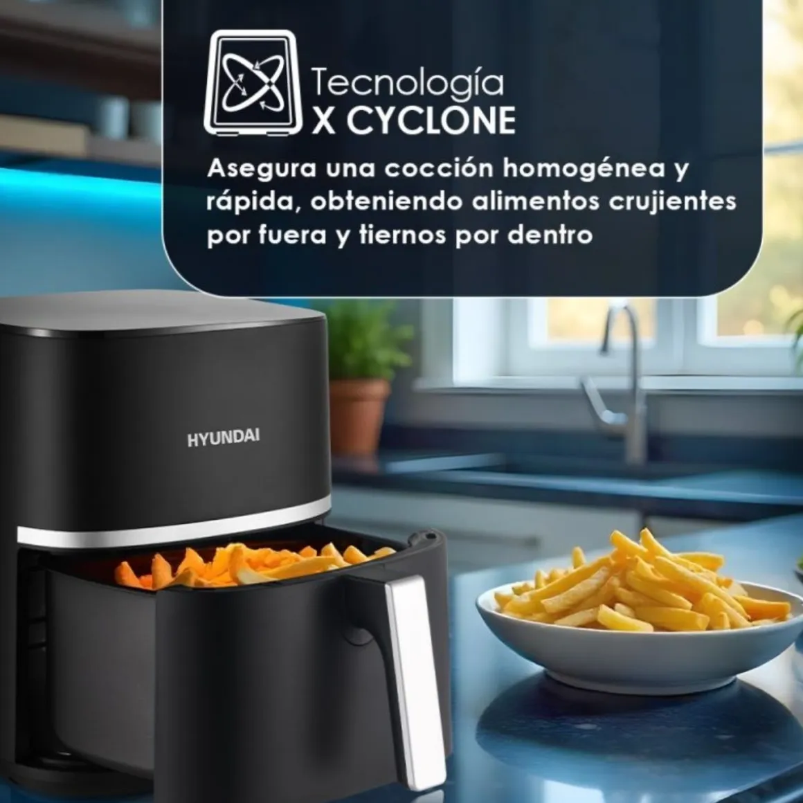 Freidora de aire Hyundai HAF7000D 1800W 7L 10 programas negro