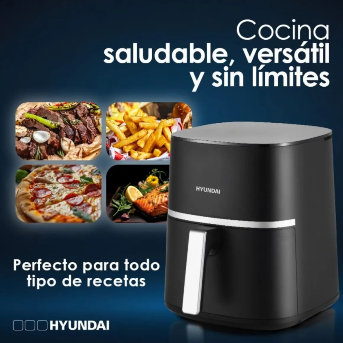 Freidora de aire Hyundai HAF7000D 1800W 7L 10 programas negro