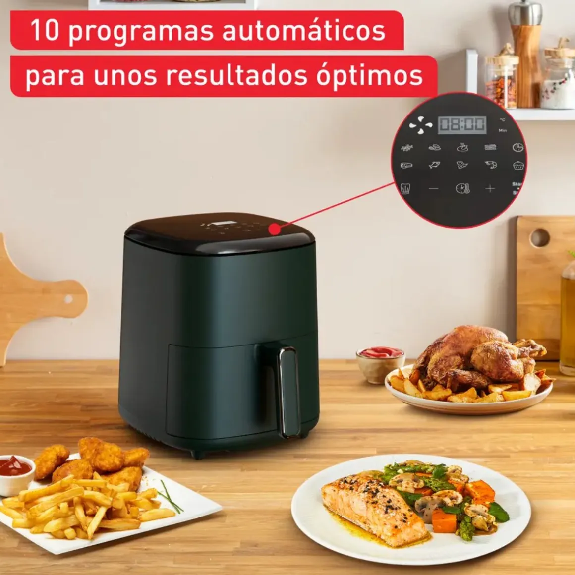 Freidora de aire Tefal EY245310 5L 10 programas verde