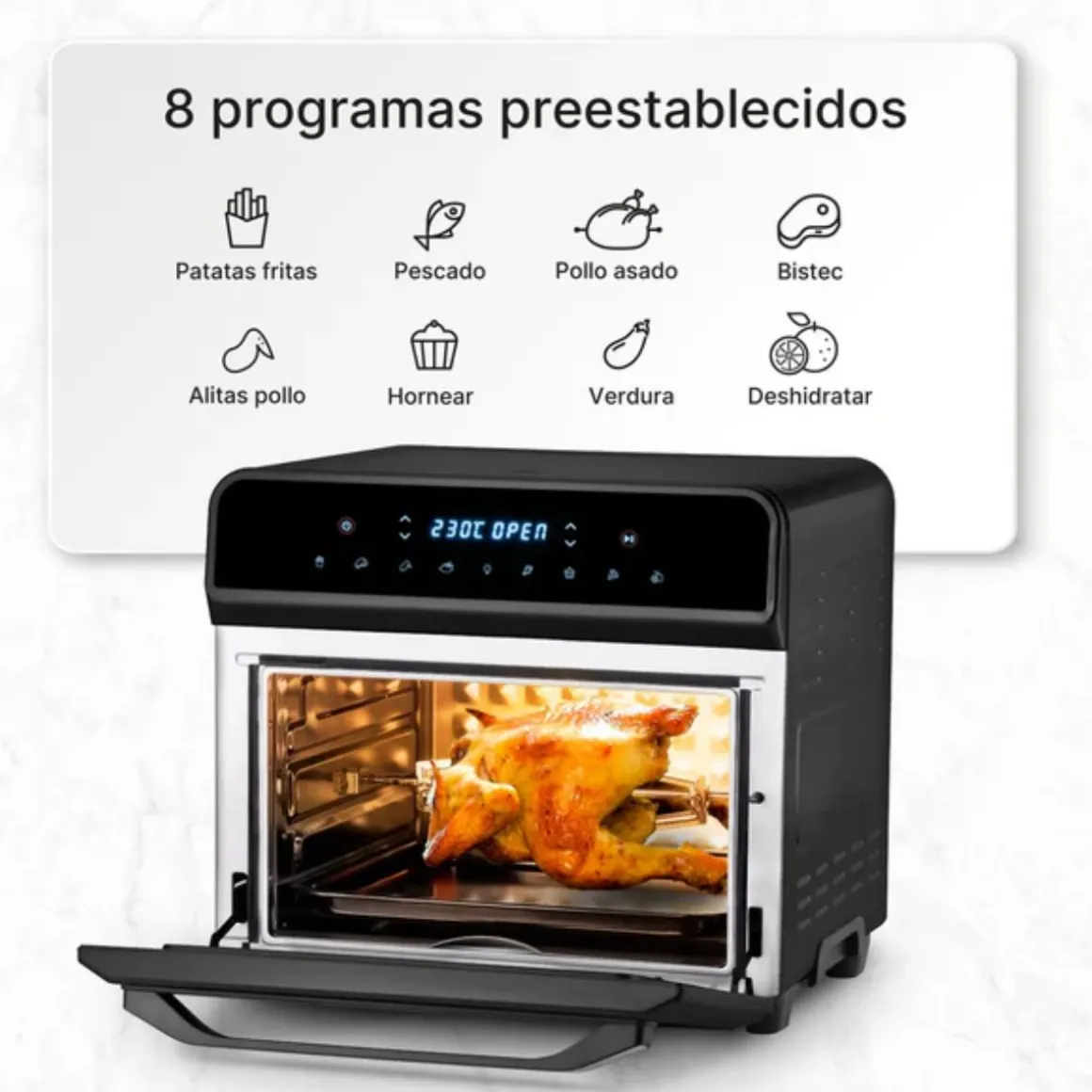 Freidora de aire Ufesa Magnum 1800W 23L digital 8 programas negro
