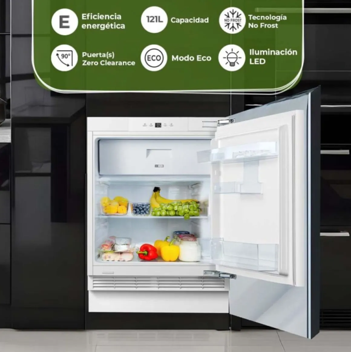 Frigorífico 1 puerta integrable Aspes ARI82600EC No Frost 121L E blanco 59,5 cm