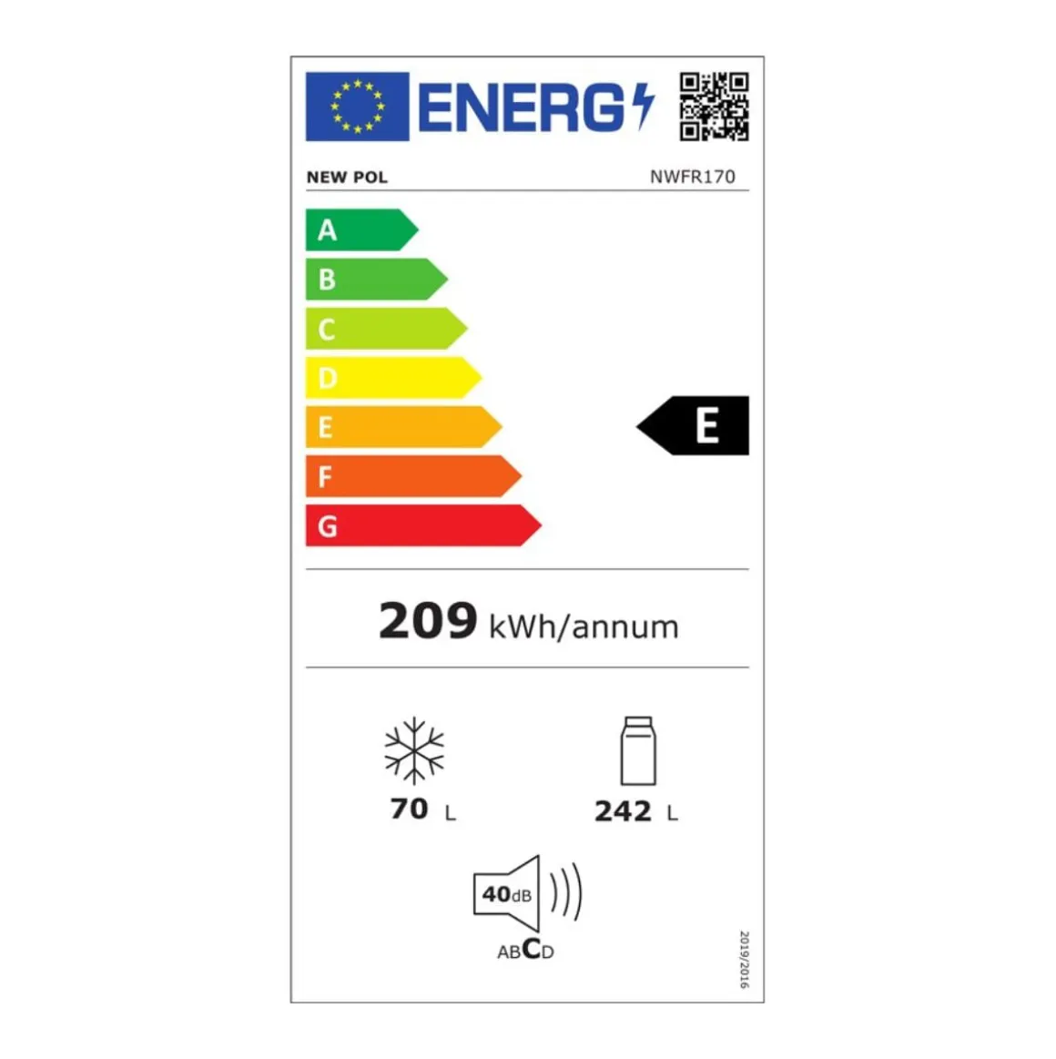 Frigorífico 2 puertas New Pol NWFR170 Less Frost E blanco 175 cm