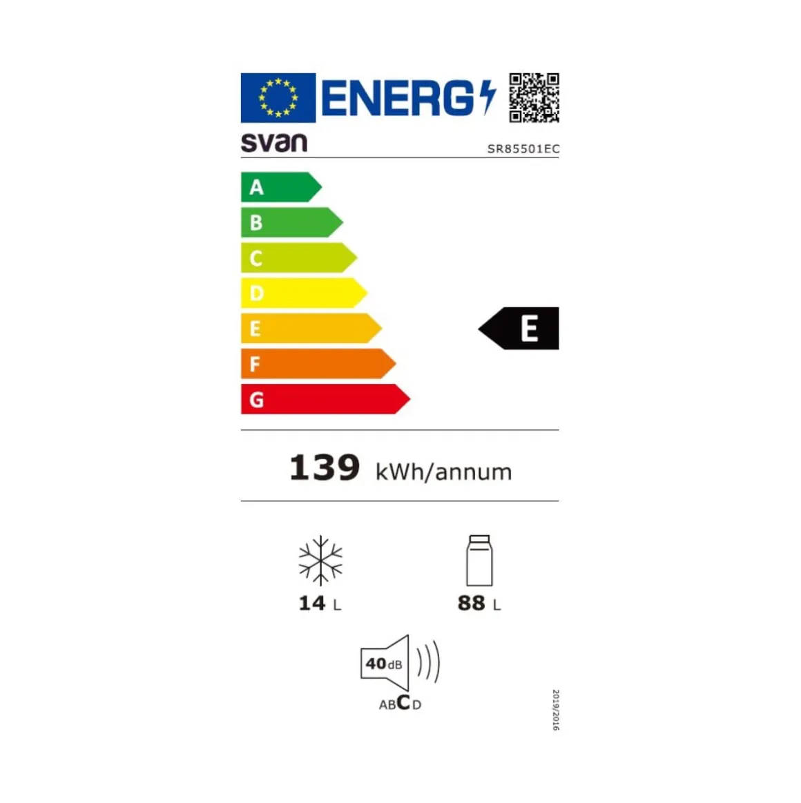 Frigorífico bajo Svan SR85501EC cíclico 102L E blanco 85 cm