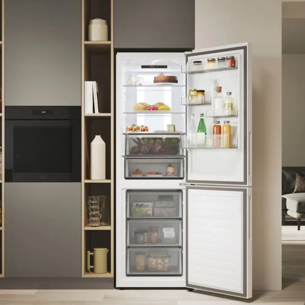 Frigorífico combi Candy CNCQ4T618EW No Frost 355L E blanco 185 cm