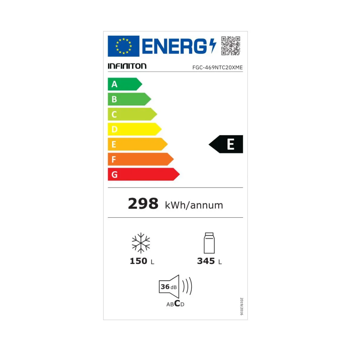 Frigorífico combi Infiniton FGC-469WC20XEM Total No Frost 495L E inox 200 cm