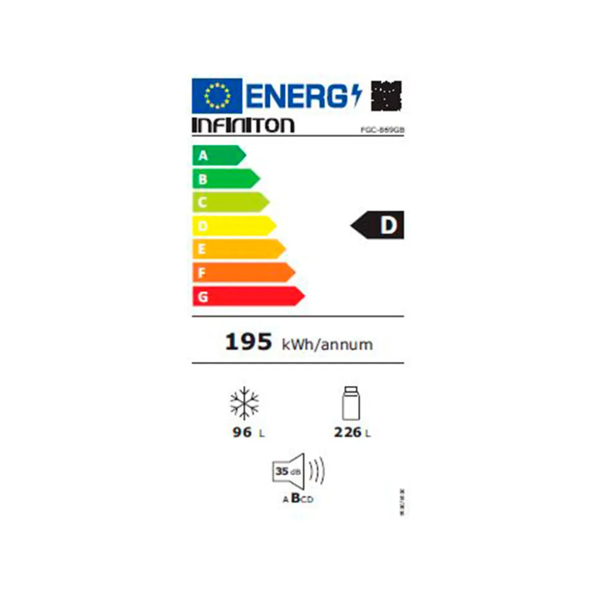 Frigorífico combi Infiniton FGC-868WG/FGC-869GB Total No Frost 322L D cristal 185,5 cm