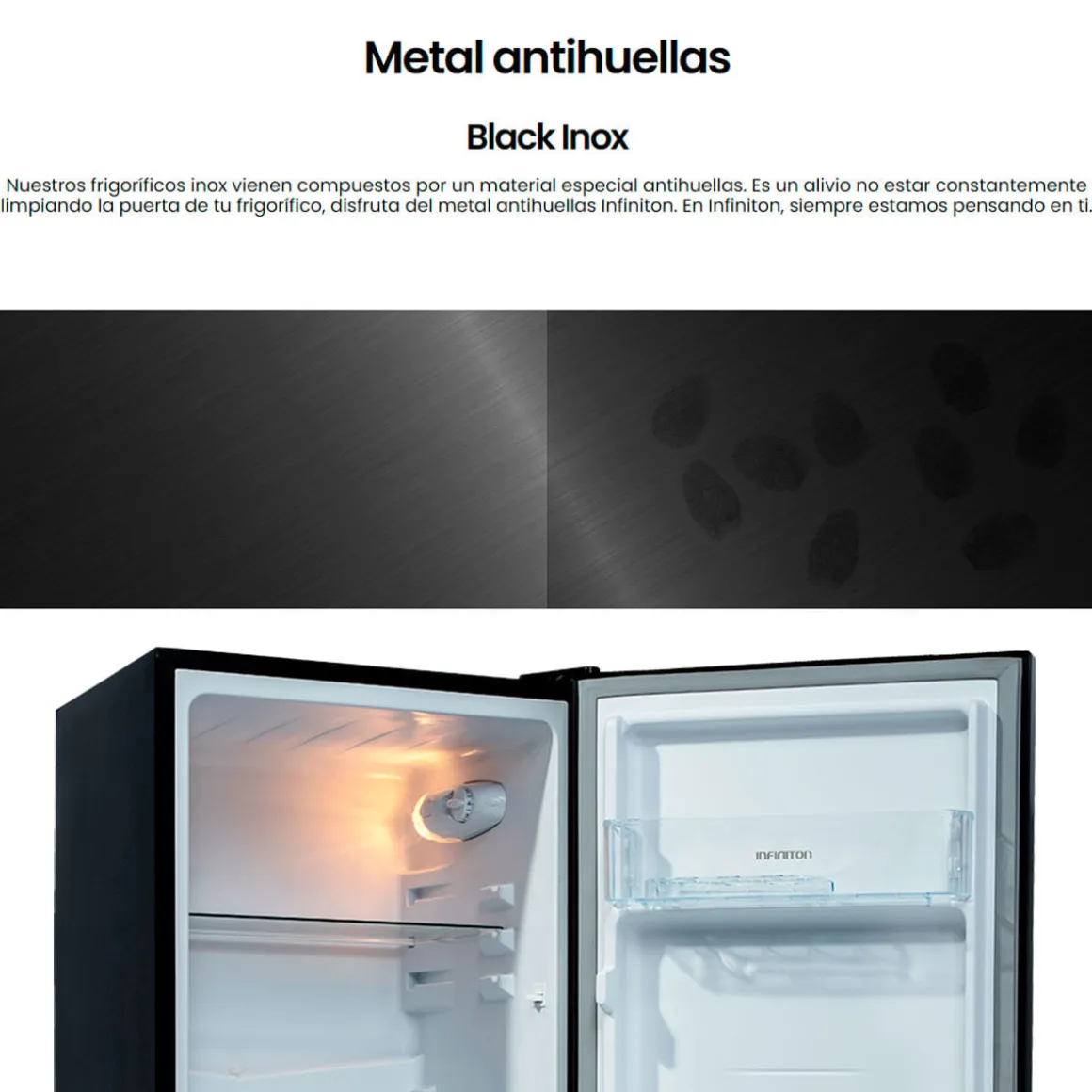 Frigorífico combi Infiniton FGC-117B Smart Frost 117L E dark inox 114 cm
