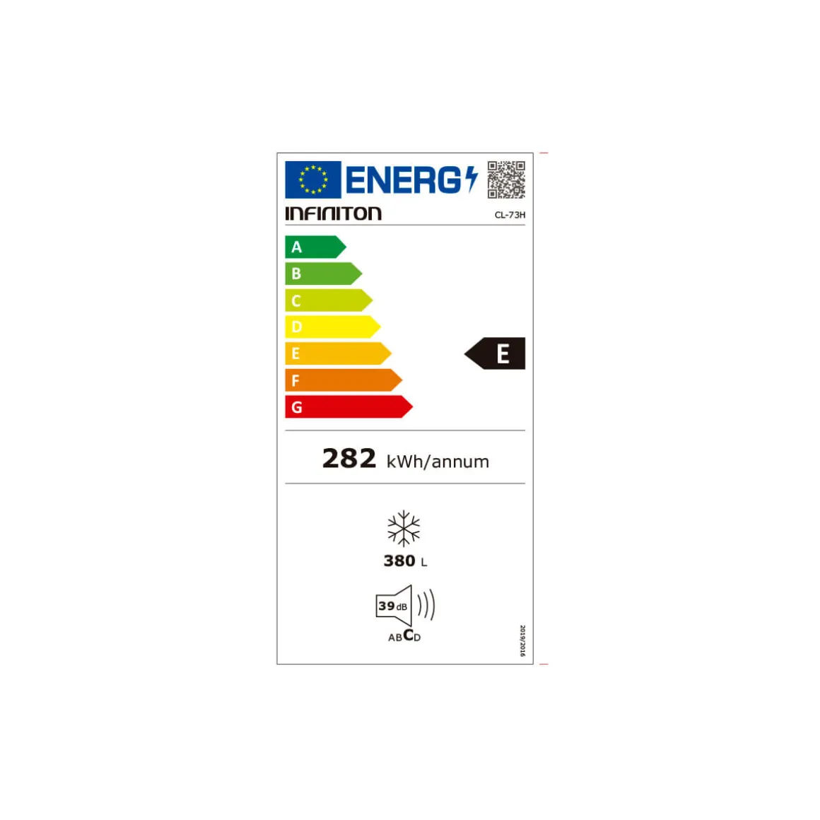 Frigorífico de 1 puerta Infiniton CL-73H Total No Frost 380L E blanco 185,5 cm