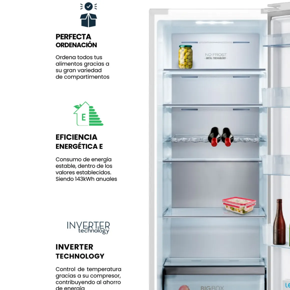 Frigorífico de 1 puerta Infiniton CL-EH84 No Frost Metal Technology 370L E blanco 185,5 cm