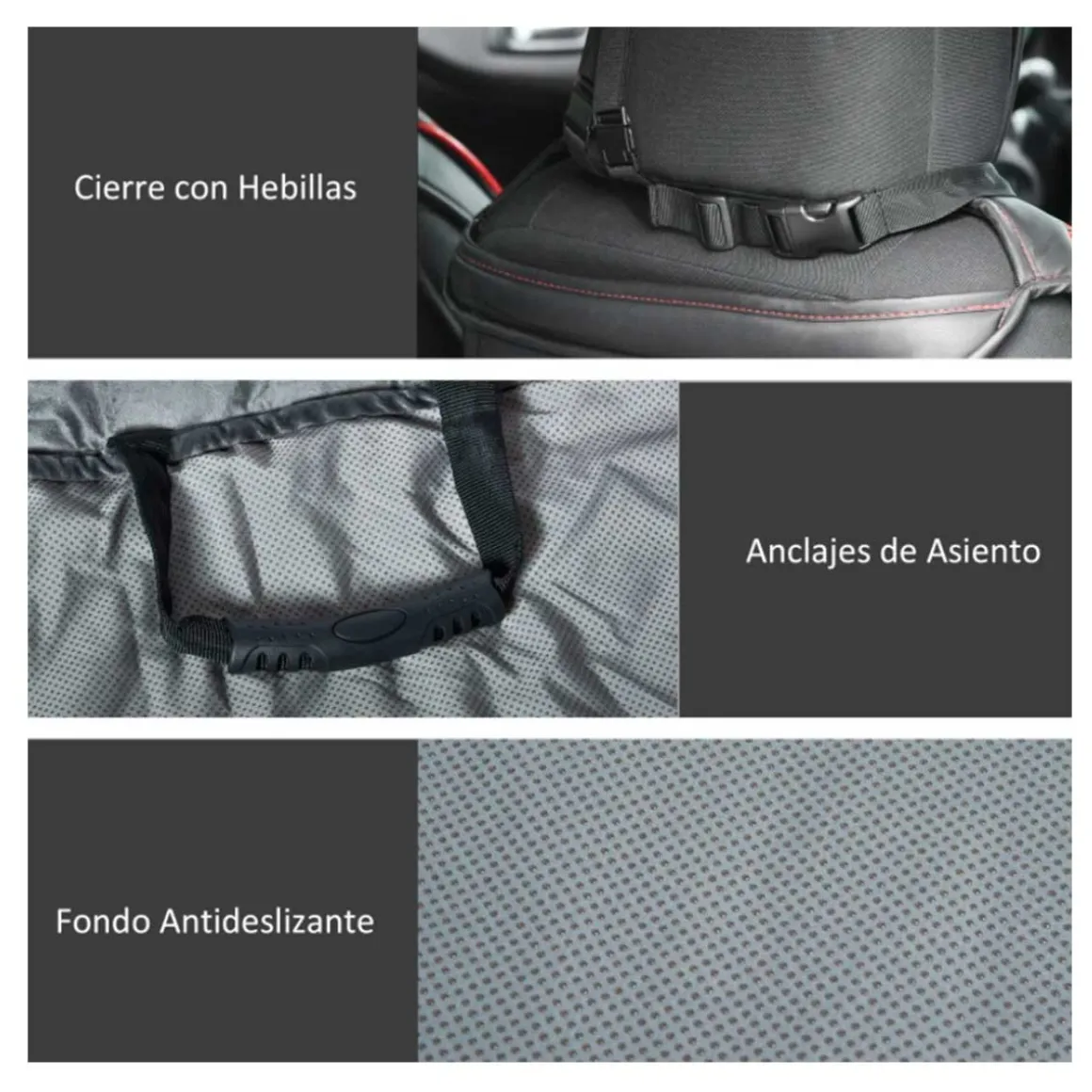 Funda de asiento PawHut para coche antideslizante con ancla + correa gris 105x46 cm