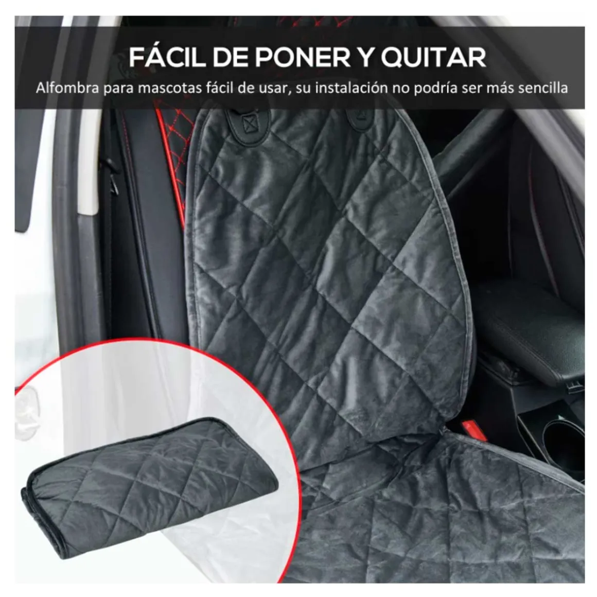 Funda de asiento PawHut para coche antideslizante con ancla + correa gris 105x46 cm
