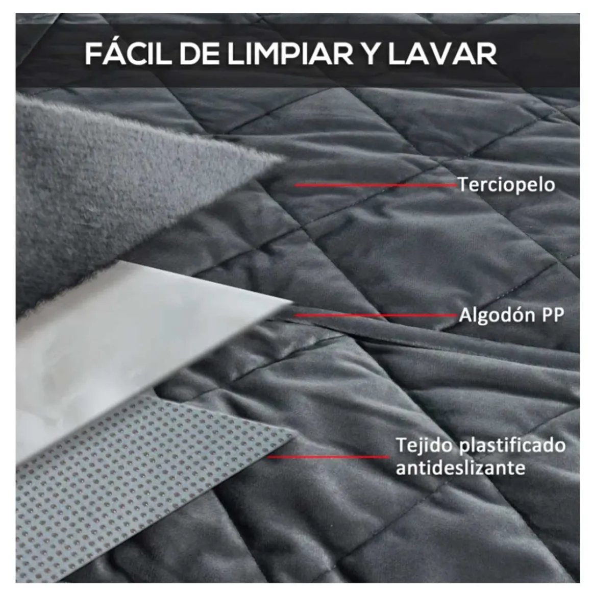 Funda de asiento PawHut para coche antideslizante con ancla + correa gris 105x46 cm